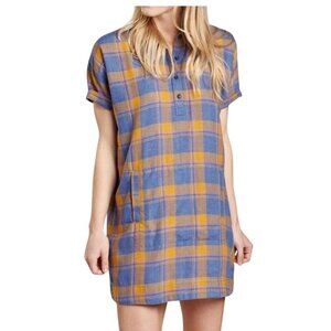 Toad&Co Hartland short sleeve shirt dress plaid recycled cotton women’s S light